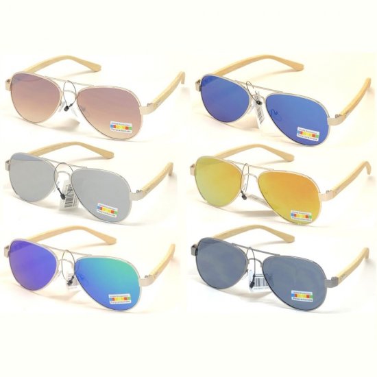 Bamboo Aviator Polycarbonate Sunglasses SUP-BA100