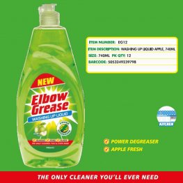 ELBOW GREASE WASHING UP LIQUID APPLE 740ML  ELBOW GREASE WASHING UP LIQUID APPLE 740ML