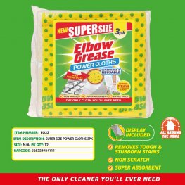ELBOW GREASE SUPERSIZE CLOTH 3PK  ELBOW GREASE SUPERSIZE CLOTH 3PK