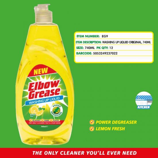 ELBOW GREASE WASHING UP LIQUID ORIGINAL 740ML