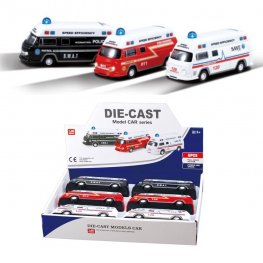 6" Diecast Models 1:40 Ambulance, Fire Truck, Police Car (3 Assot) MLQ2557D-6  6" Diecast Models 1:40 Ambulance, Fire Truck, Police Car (3 Assot) MLQ2557D-6