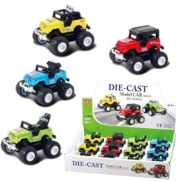 3.5" Diecast Models 1:64 Big Wheel Jeep (4 Assorted) MLQ2564D-12  3.5" Diecast Models 1:64 Big Wheel Jeep (4 Assorted) MLQ2564D-12