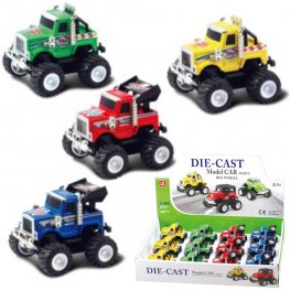 3.5" Diecast Models 1:64 Big Wheel Truck (4 Assorted) MLQ2566D-12  3.5" Diecast Models 1:64 Big Wheel Truck (4 Assorted) MLQ2566D-12