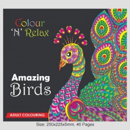 Colour 'N' Relax Amazing Birds (46 Pages Adult Colouring Book) MM47470