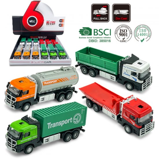 7" Diecast Models City Trucks (4 Assorted) MY2464D-12