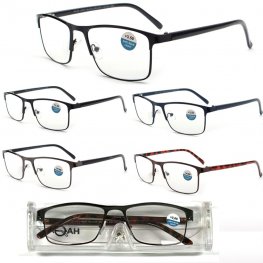 36 Blue Light Filter Metal Frame Reading Glasses with Case (Mixed strength) in Display Box Package R9266-68-CD36