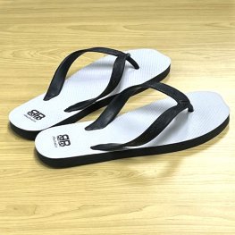 Rubber Strap Mens Double Pluggers Beach Thongs (White/Black) Rubber Strap Mens Double Pluggers Beach Thongs (White/Black)