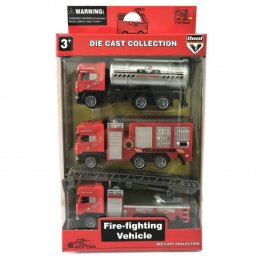 1:64 Diecast Fire Engine Truck, 3 Style Mixed in Hangsell Window Box WGT2431-3  1:64 Diecast Fire Engine Truck, 3 Style Mixed in Hangsell Window Box WGT2431-3