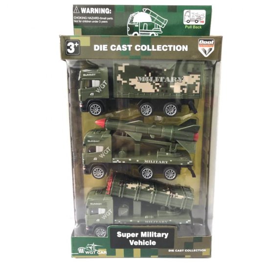 1:64 Diecast Military Vehicles, 3 Style Mixed in Hangsell Window Box WGT2434-3